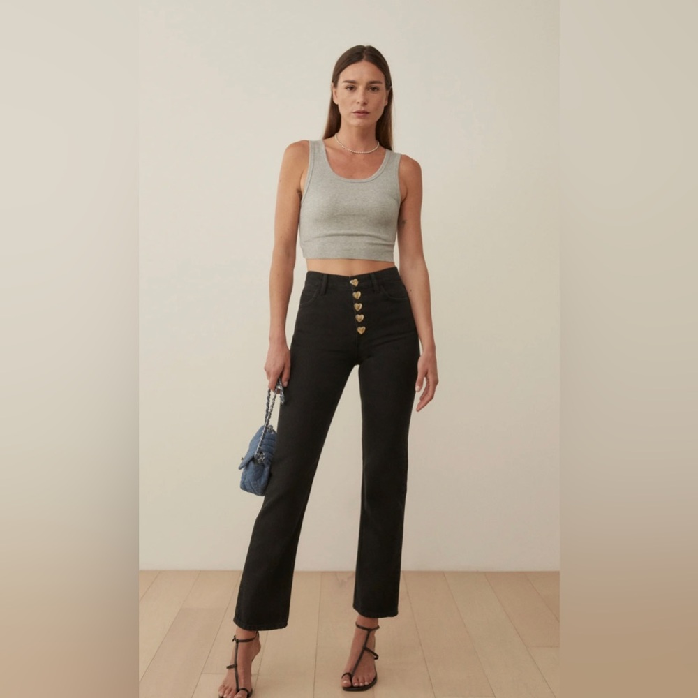 Reformation heart button black Cynthia jeans
